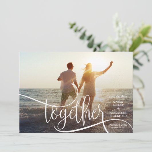 Samen met Elegant Foto bruiloft bespaart u de datu Save The Date (Staand voorkant)