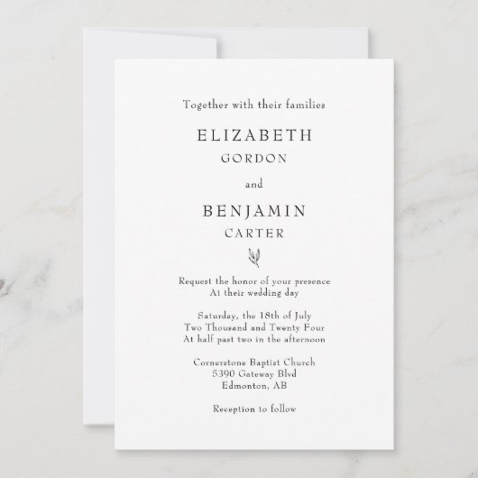 Samen met hun families Elegant Minimalist Kaart (Voorkant)