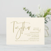 Samen met hun ouders, bruiloft receptie kaart (Staand voorkant)