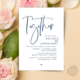 Samen met hun ouders, bruiloft receptie kaart