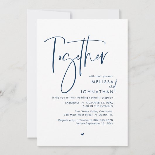 Samen met hun ouders, bruiloft receptie kaart (Voorkant)