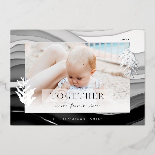 Samen met Kerstmis Minimale Japandi-serie Foto Folie Feestdagenkaart (Voorkant)