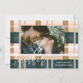 Samen Moderne groene roze Waterverf foto Feestdagenkaart