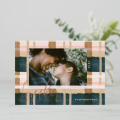 Samen Moderne groene roze Waterverf foto Folie Feestdagenkaart (Staand Voorkant)