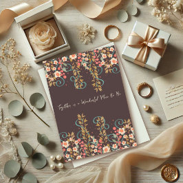 Samen Quote Bruiloft Bloemen Elegant Kaart