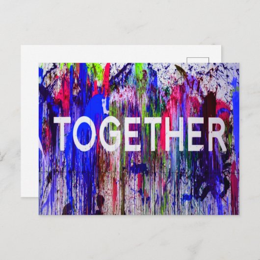 Samen samenwerken kleurrijke liefde briefkaart (Voorkant / Achterkant)