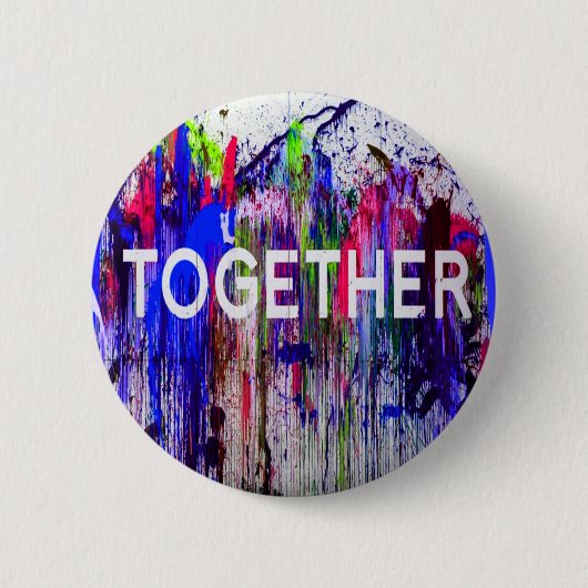 Samen samenwerken kleurrijke liefde ronde button 5,7 cm (Voorkant)