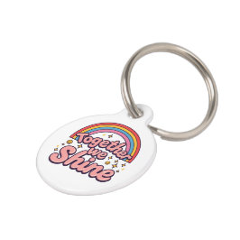 Samen Schijnen We – Regenboog Retro Pride Citaat Huisdierpenning