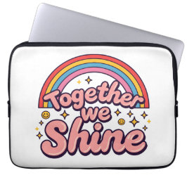 Samen Schijnen We – Regenboog Retro Pride Citaat Laptop Sleeve