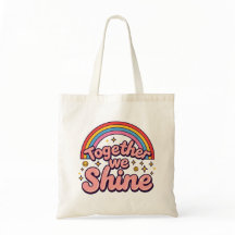 Samen Schijnen We – Regenboog Retro Pride Citaat