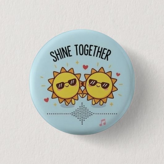 Samen Schitteren Cute Zonnebril Kawaii Speld Ronde Button 3,2 Cm (Voorkant)