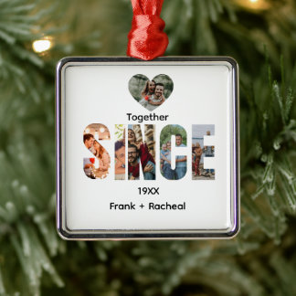 Samen Sinds – Aangepast Jaar & Namen van Koppel Fo Metalen Ornament