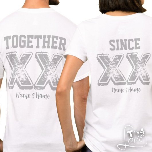 Samen sinds [Date] – Aangepaste typografie koppels T-shirt
