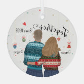 Samen sinds paar kerstversiering glas ornament (Achterkant)