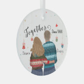 Samen sinds paar kerstversiering glas ornament (Voorkant Rechts)