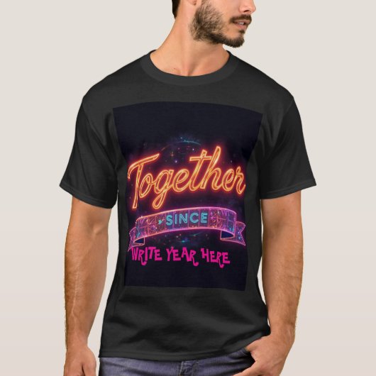Samen sinds [Year] Retro Banner Mannen Tshirt (Voorkant)