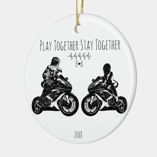 Samen spelen...gepersonaliseerde motor keramisch ornament (Links)