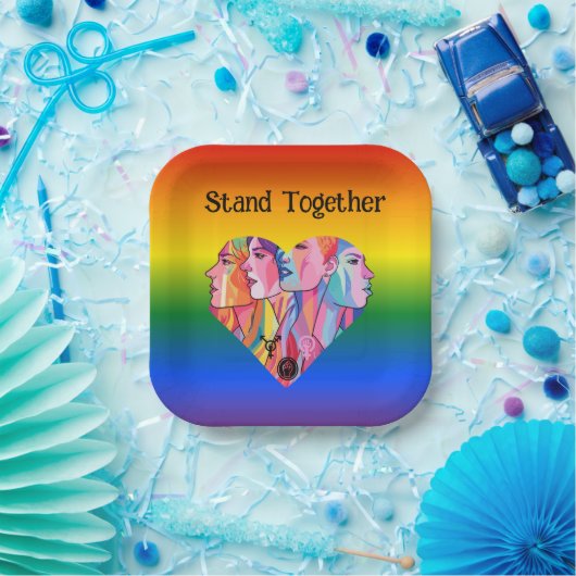 Samen staan papieren bordje (Feest)