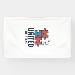 Samen Staan We Puzzle Stuk Patriottisch Shirt Ontw Spandoek