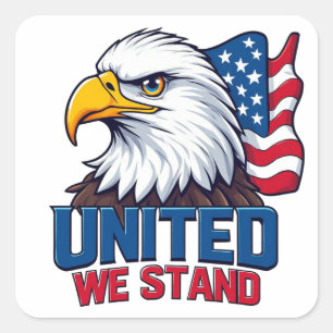 Samen Staan We Verenigde Amerikaanse Vlag Patriott Vierkante Sticker