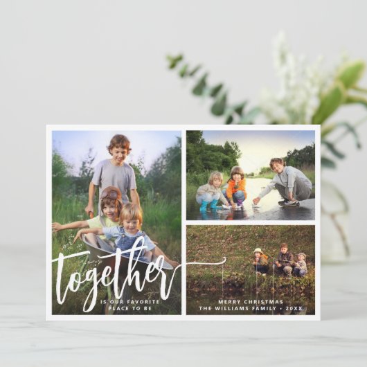 Samen Sterker Drie Foto's Feestdagenkaart (Staand voorkant)