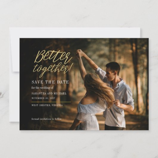 Samen Sterker Handlettered Foto Bruiloft Save The Date (Voorkant)