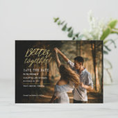 Samen Sterker Handlettered Foto Bruiloft Save The Date (Staand voorkant)