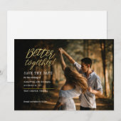 Samen Sterker Handlettered Foto Bruiloft Save The Date (Voorkant / Achterkant)