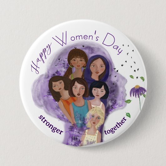 Samen sterker op Vrouwendag Ronde Button 7,6 Cm (Voorkant)