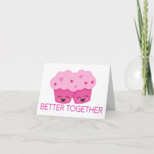 Samen Sterker Twee Roze Cupcakes Valentijn Kaart