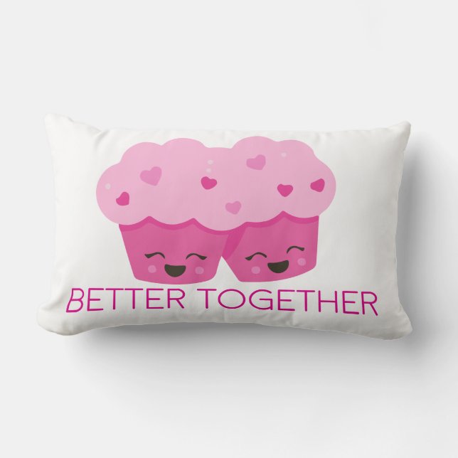 Samen Sterker Twee Roze Cupcakes Valentijn Kussen (Voorkant)