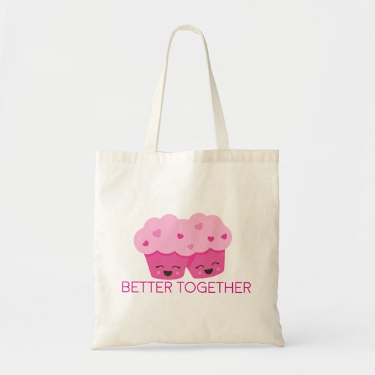 Samen Sterker Twee Roze Cupcakes Valentijn Tote Bag (Voorkant)