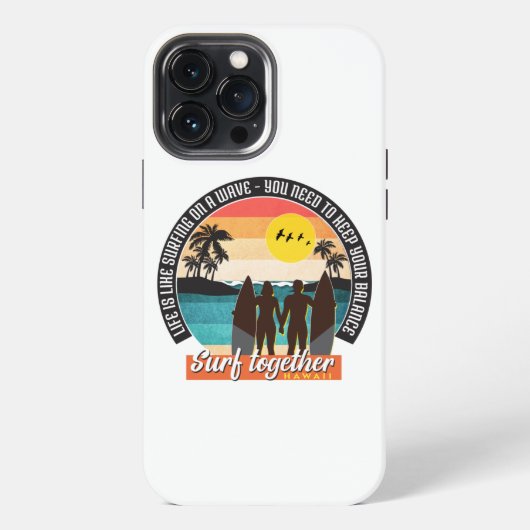 Samen surfen - Houd je balans iPhone Hoesje (Achterkant)