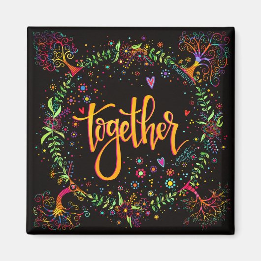 Samen Trendy unieke grillige kleurrijke Magneet (Voorkant)