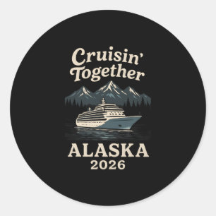 Samen varen Alaska-cruise 2026 Vakantie Fami Ronde Sticker