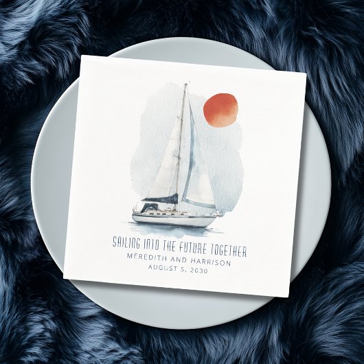 Samen varen naar de toekomst Nautisch Huwelijk Servet