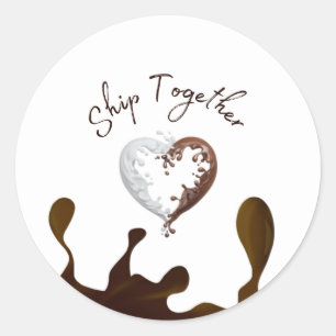 Samen varen valentijnsdag kaart chocolade hart ronde sticker