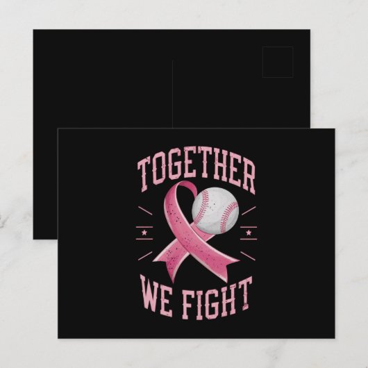 Samen vechten we tegen softball borstkanker bewust briefkaart (Voorkant / Achterkant)