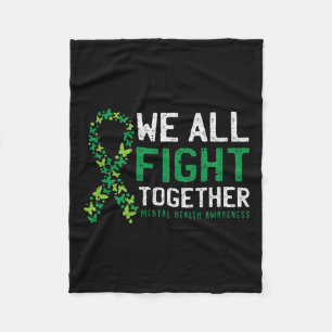 Samen Vechtend Tegen Mental Health Awareness Groen Fleece Deken