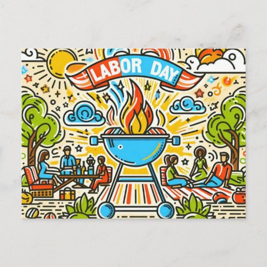 Samen vieren - Dag van de Arbeid BBQ Briefkaart (Voorkant)