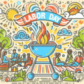 Samen vieren - Dag van de Arbeid BBQ Sticker (Voorkant)