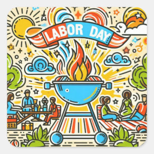 Samen vieren - Dag van de Arbeid BBQ Vierkante Sticker