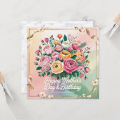 Samen vieren we de verjaardag van Moederdag Kaart (Voorkant / Achterkant in situ)