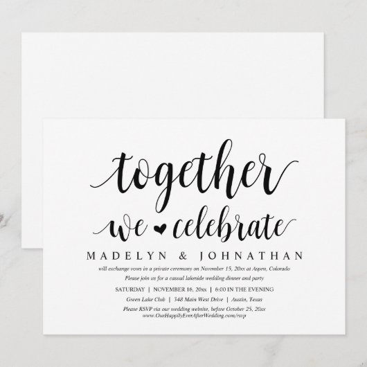 Samen vieren we feest, weddenschap kaart (Voorkant / Achterkant)