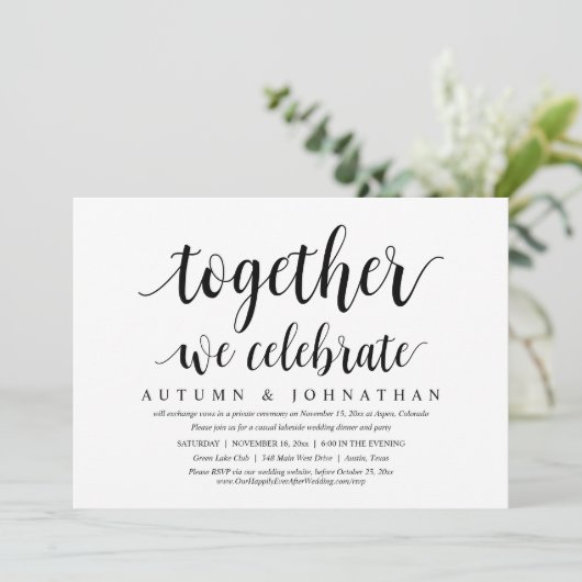 Samen vieren we feest, weddenschap kaart (Staand voorkant)