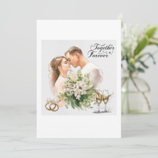 Samen voor altijd bruiloft uitnodiging (Staand voorkant)