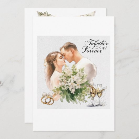 Samen voor altijd bruiloft uitnodiging (Voorkant / Achterkant)