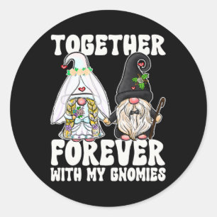 Samen Voor Altijd Kabouters Mevrouw Bruid Mijnheer Ronde Sticker