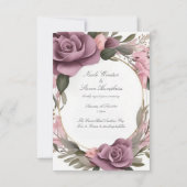 Samen voor altijd Mauve Floral bruiloft uitnodigin (Voorkant)