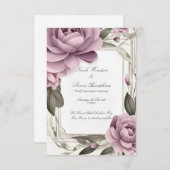 Samen voor altijd Mauve Floral bruiloft uitnodigin (Voorkant / Achterkant)